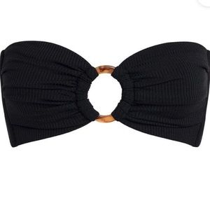 MONTCE Tori Bandeau Ribbed Strapless Bikini Top Black